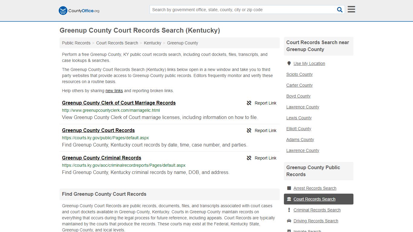 Greenup County Court Records Search (Kentucky) - County Office
