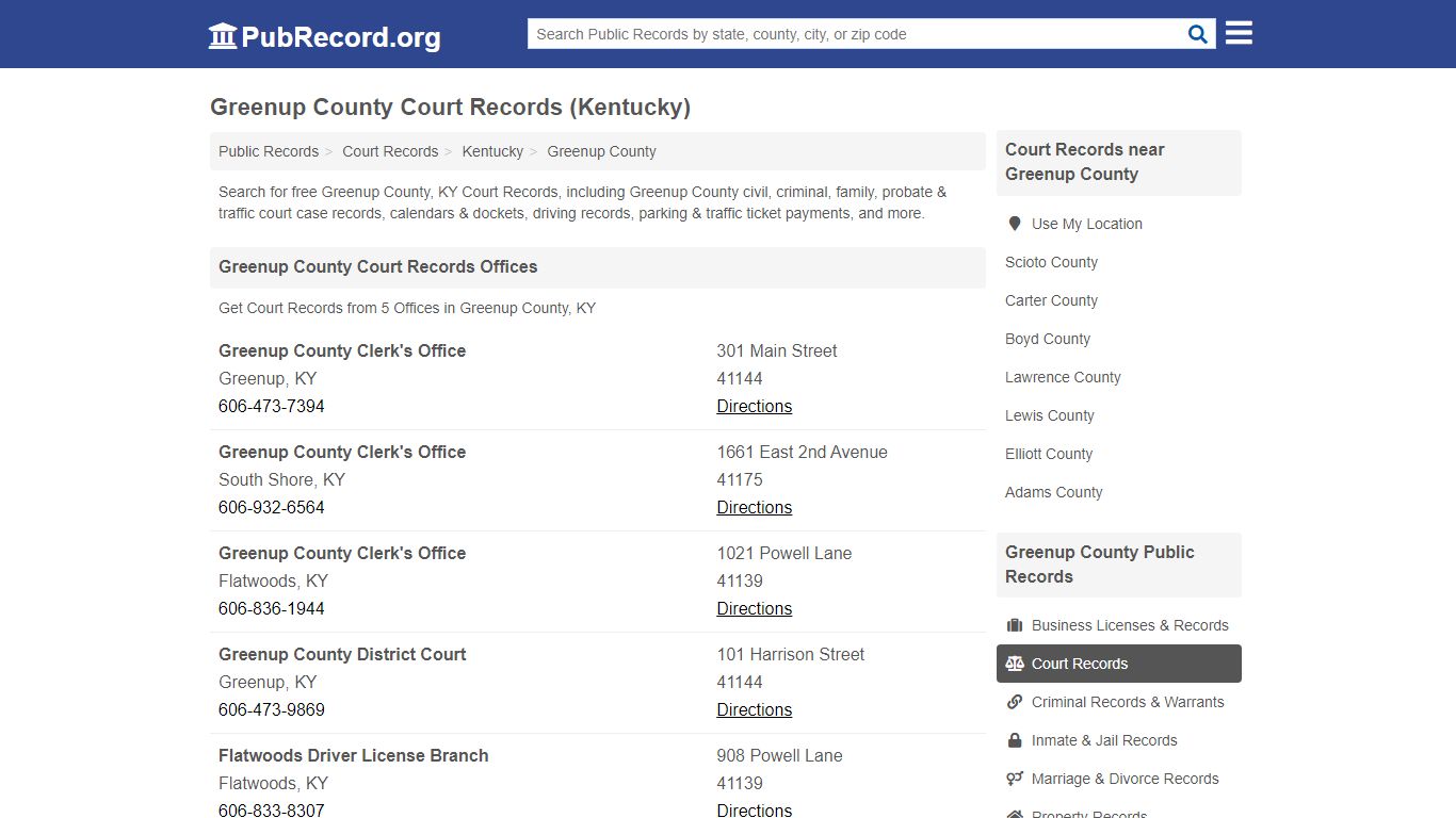 Free Greenup County Court Records (Kentucky Court Records) - PubRecord.org